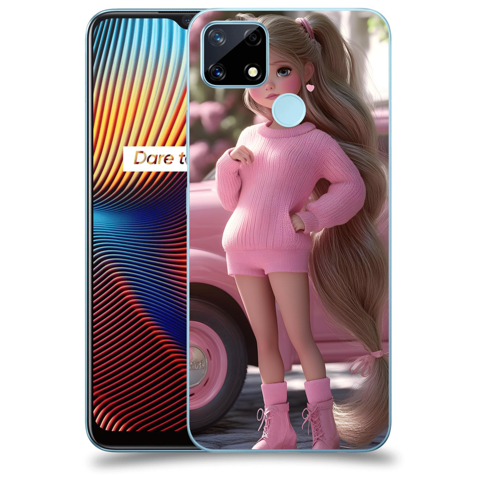 ACOVER Kryt na mobil Realme 7i - Girl with pink car
