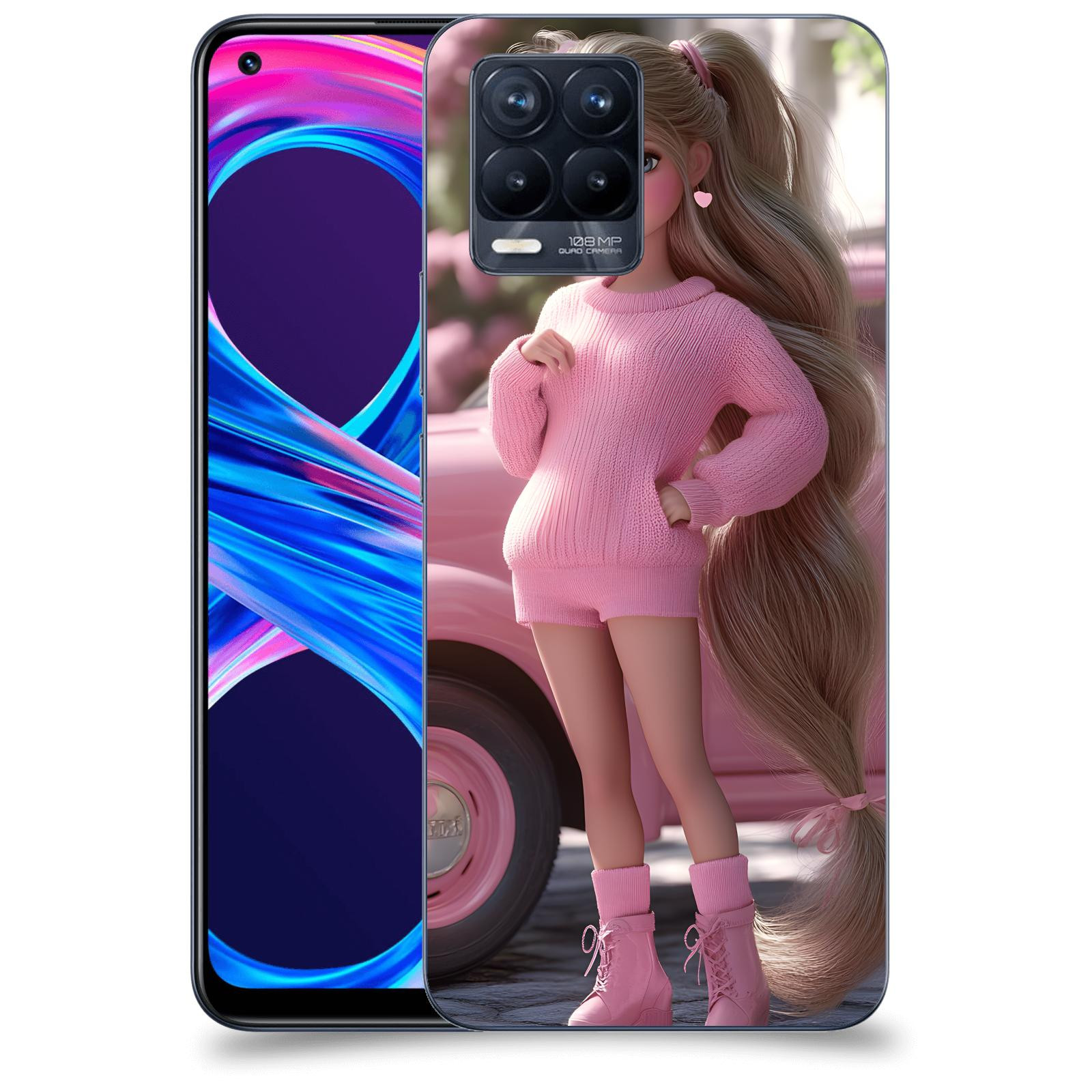 ACOVER Kryt na mobil Realme 8 Pro - Girl with pink car