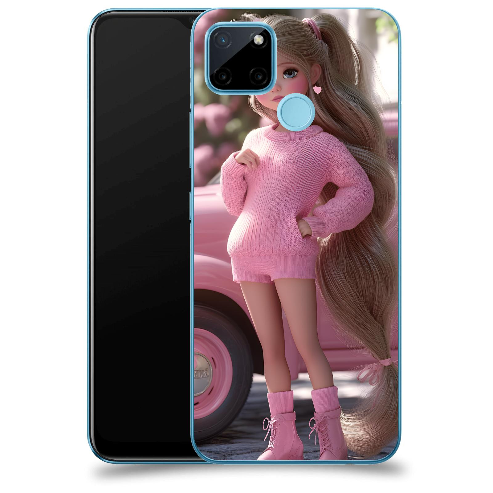 ACOVER Kryt na mobil Realme C21Y - Girl with pink car