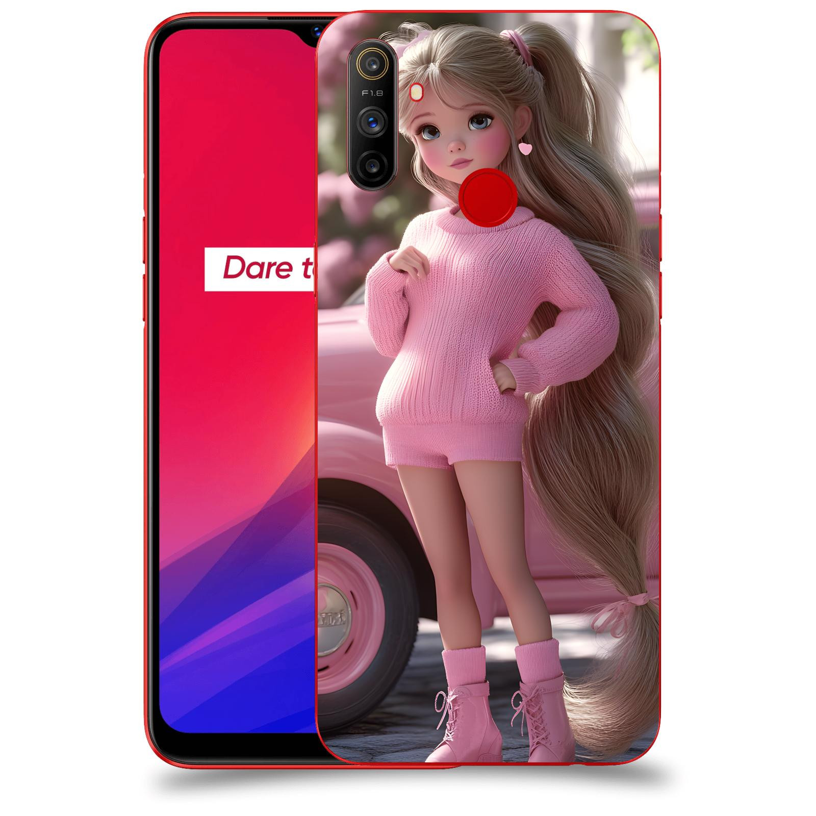 ACOVER Kryt na mobil Realme C3 - Girl with pink car