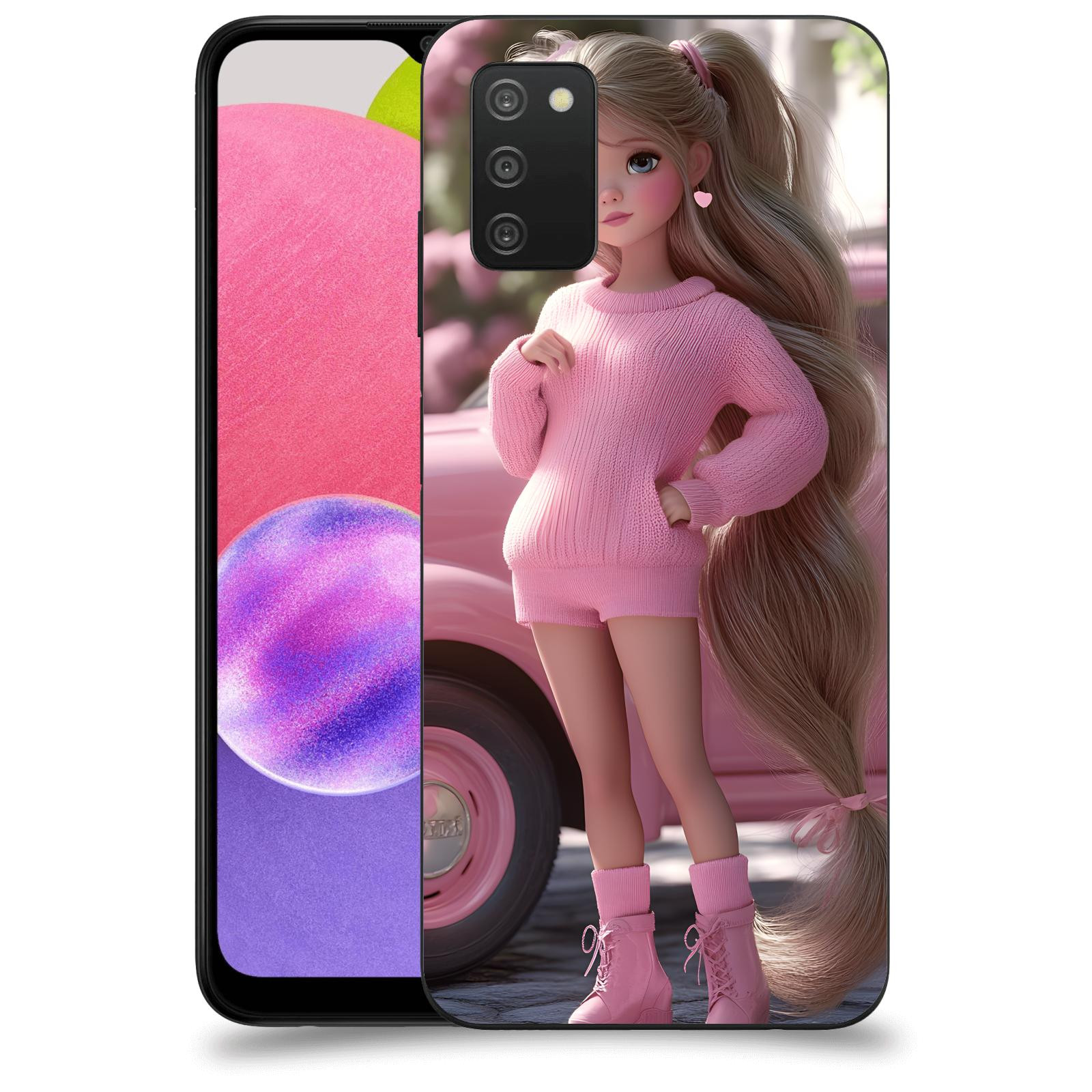 ACOVER Kryt na mobil Samsung Galaxy A03s A037G - Girl with pink car
