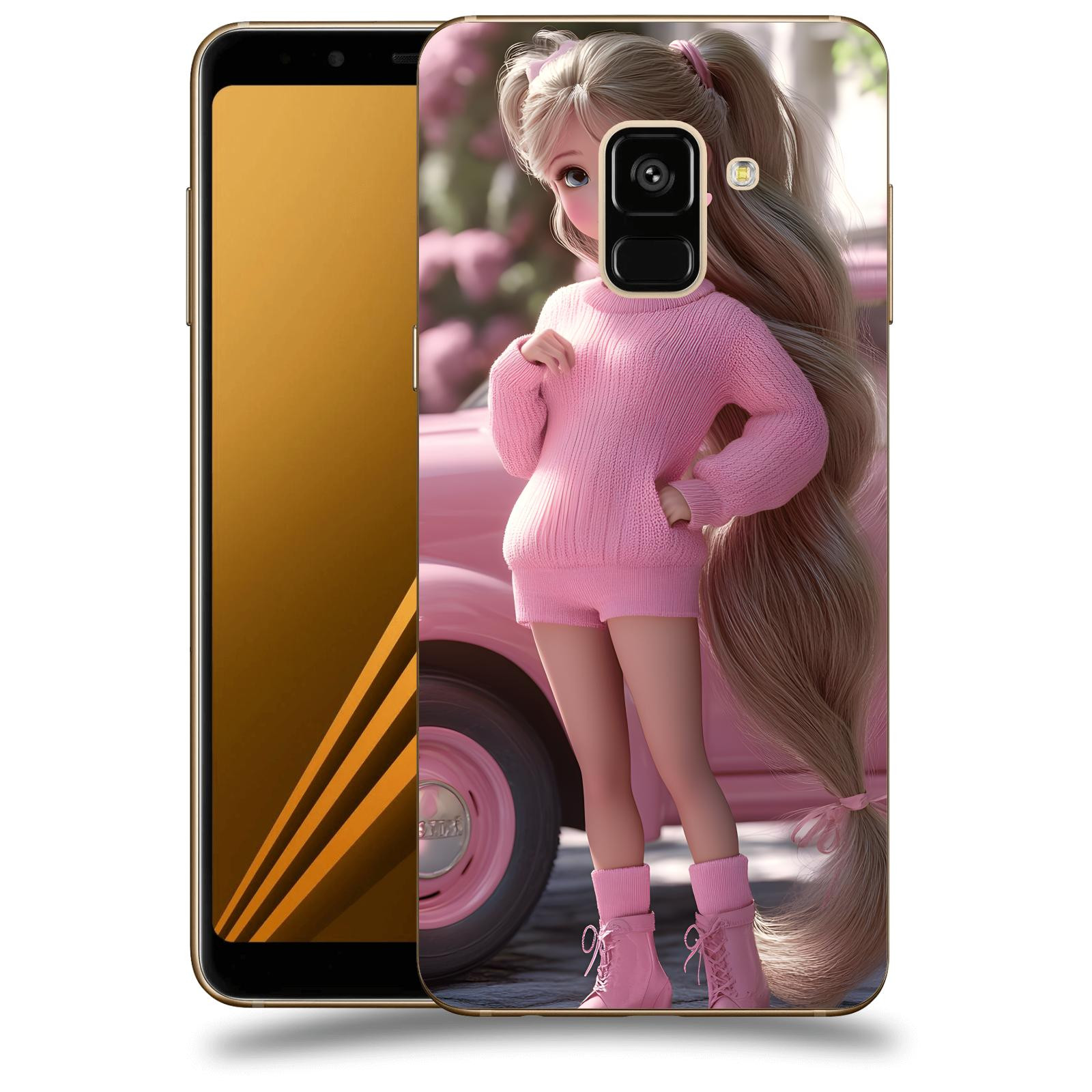 ACOVER Kryt na mobil Samsung Galaxy A8 2018 A530F - Girl with pink car
