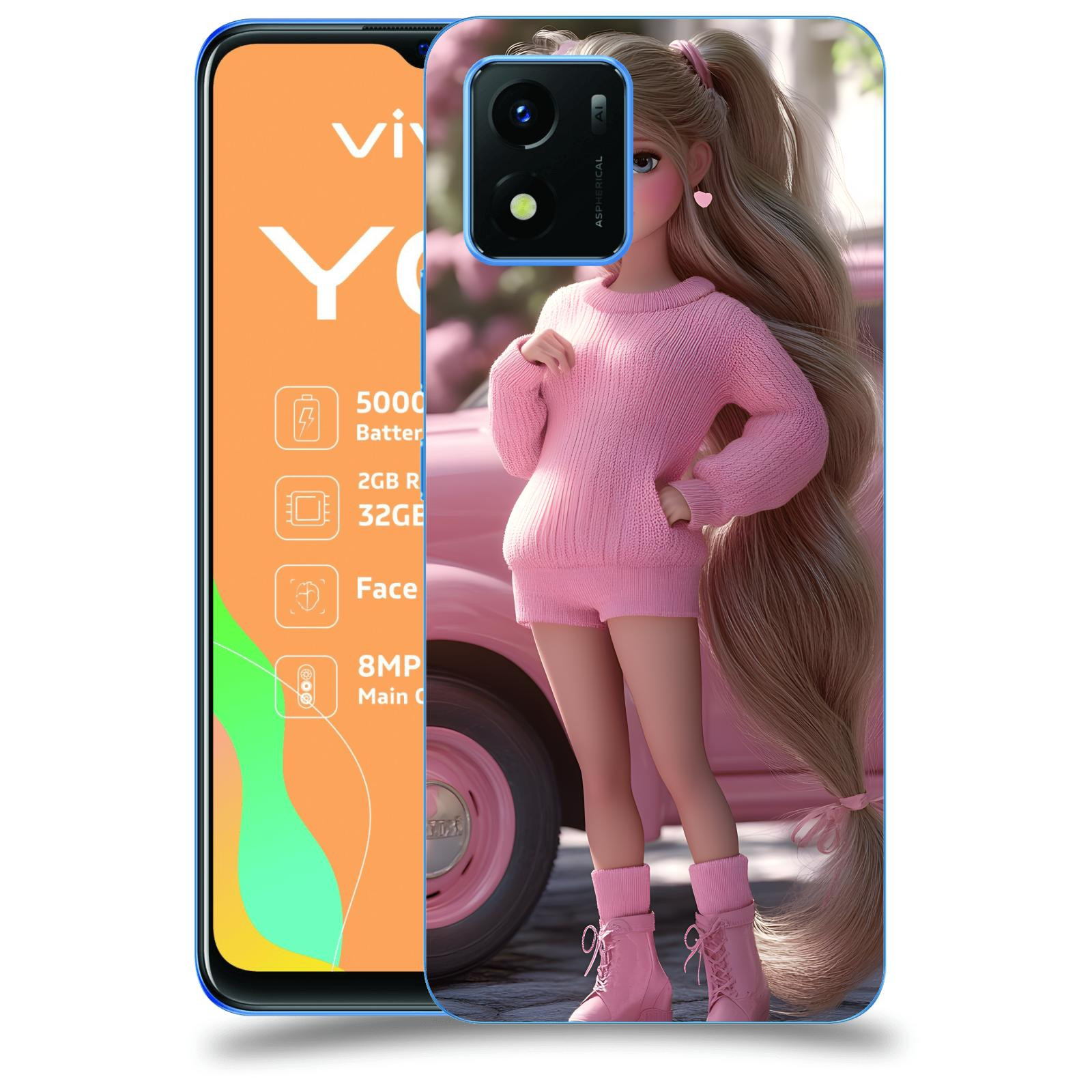 ACOVER Kryt na mobil Vivo Y01 - Girl with pink car