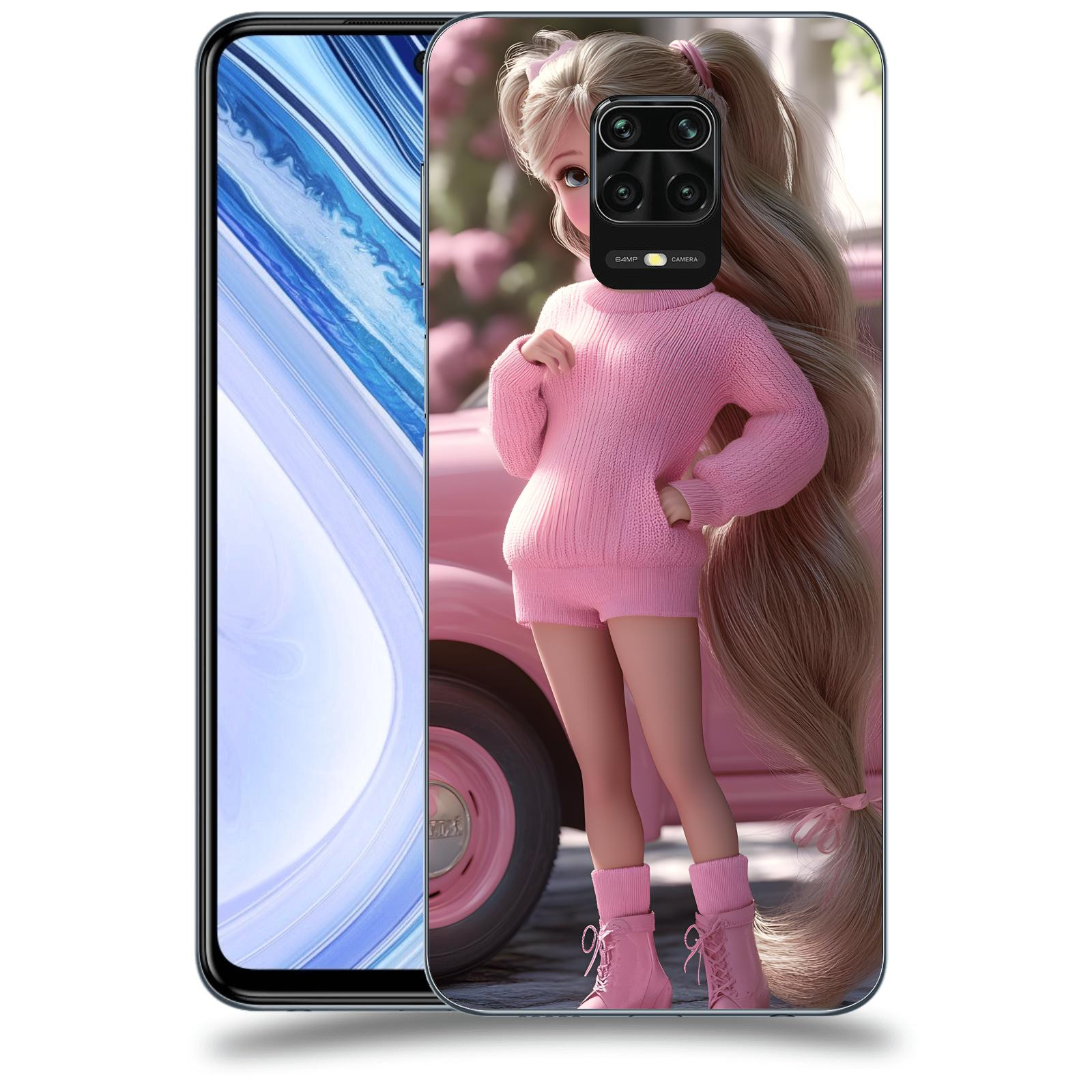 ACOVER Kryt na mobil Xiaomi Redmi Note 9 Pro - Girl with pink car