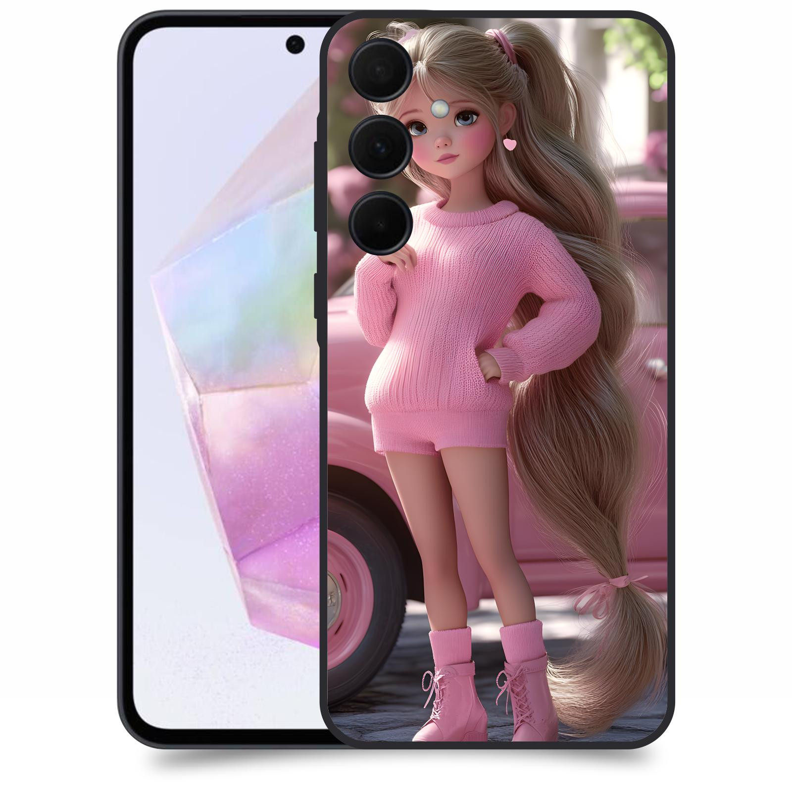 ACOVER Kryt na mobil Samsung Galaxy A35 5G - Girl with pink car