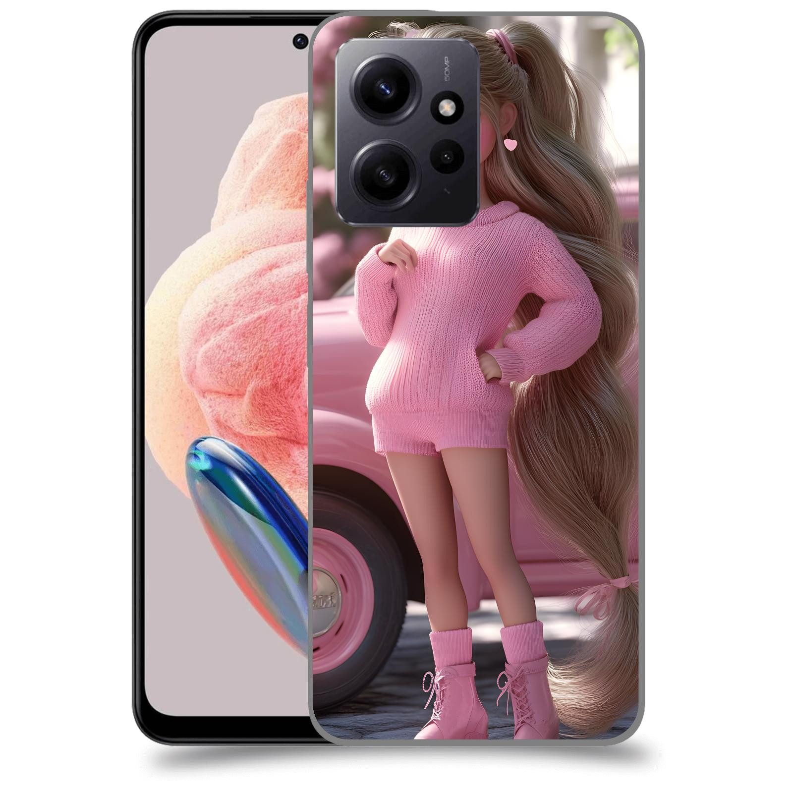 ACOVER Kryt na mobil Xiaomi Redmi Note 12 4G - Girl with pink car