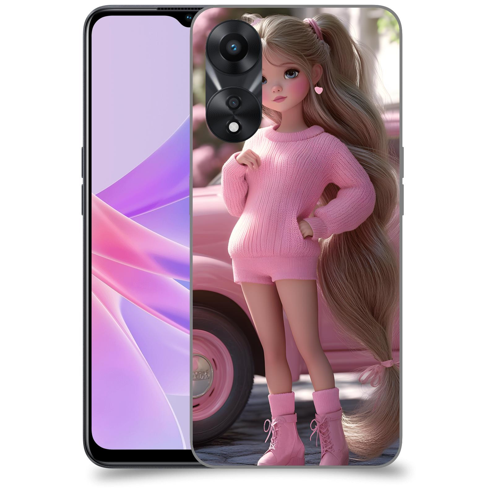 ACOVER Kryt na mobil OPPO A78 5G - Girl with pink car