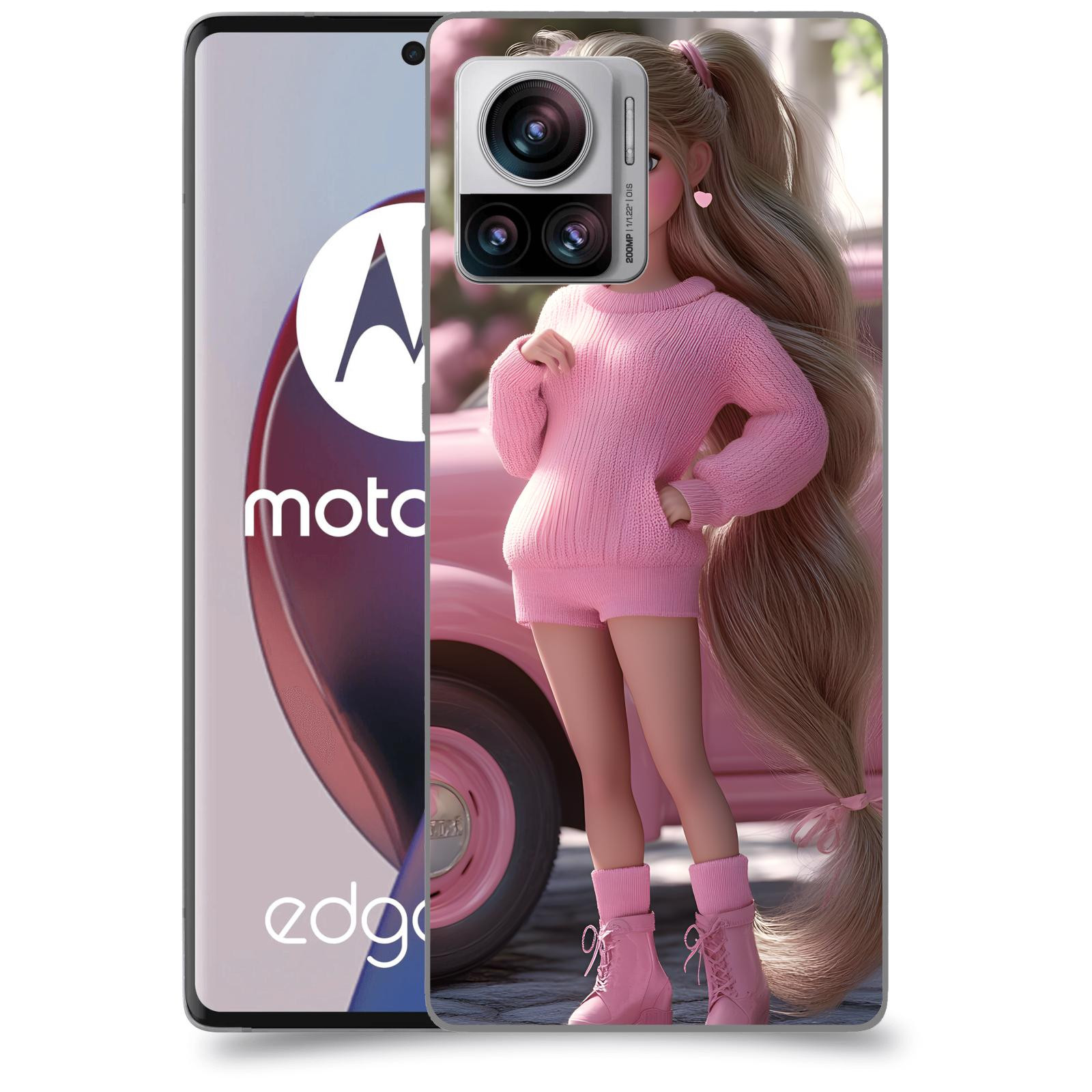 ACOVER Kryt na mobil Motorola Edge 30 Ultra - Girl with pink car