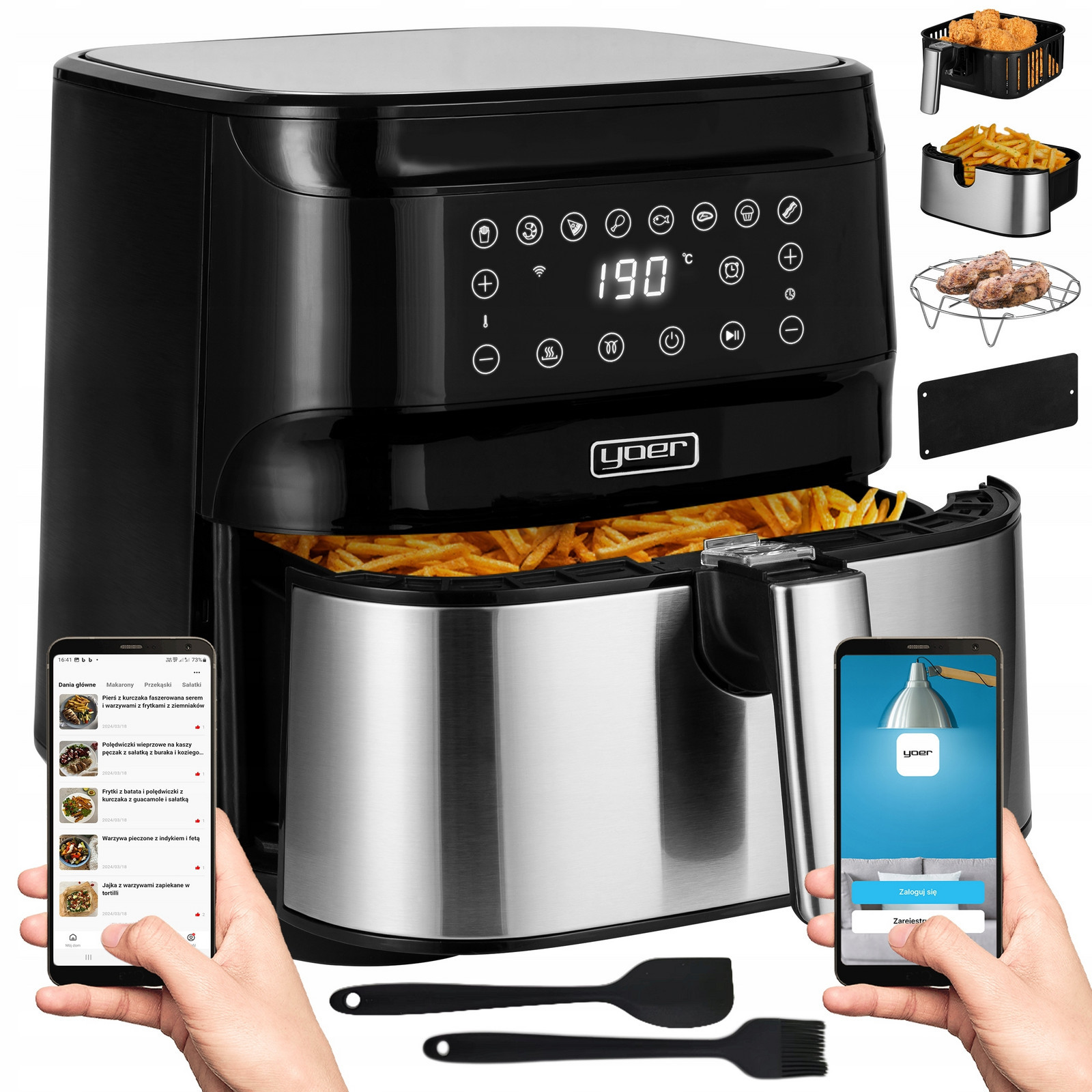 Fritéza bez tuku Air Fryer, 6L, 1700W, 4v1, WiFi, Programátor