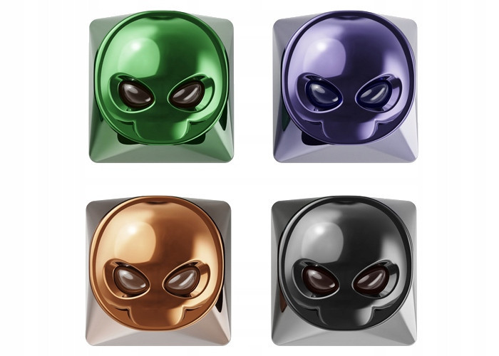Keycaps Klávesnice Klávesy Alien Šedák x4 Barvy Podsvícené Oči