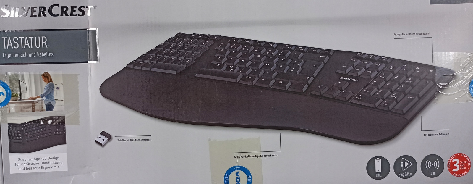 Silvercrest Ergonomická bezdrátová klávesnice