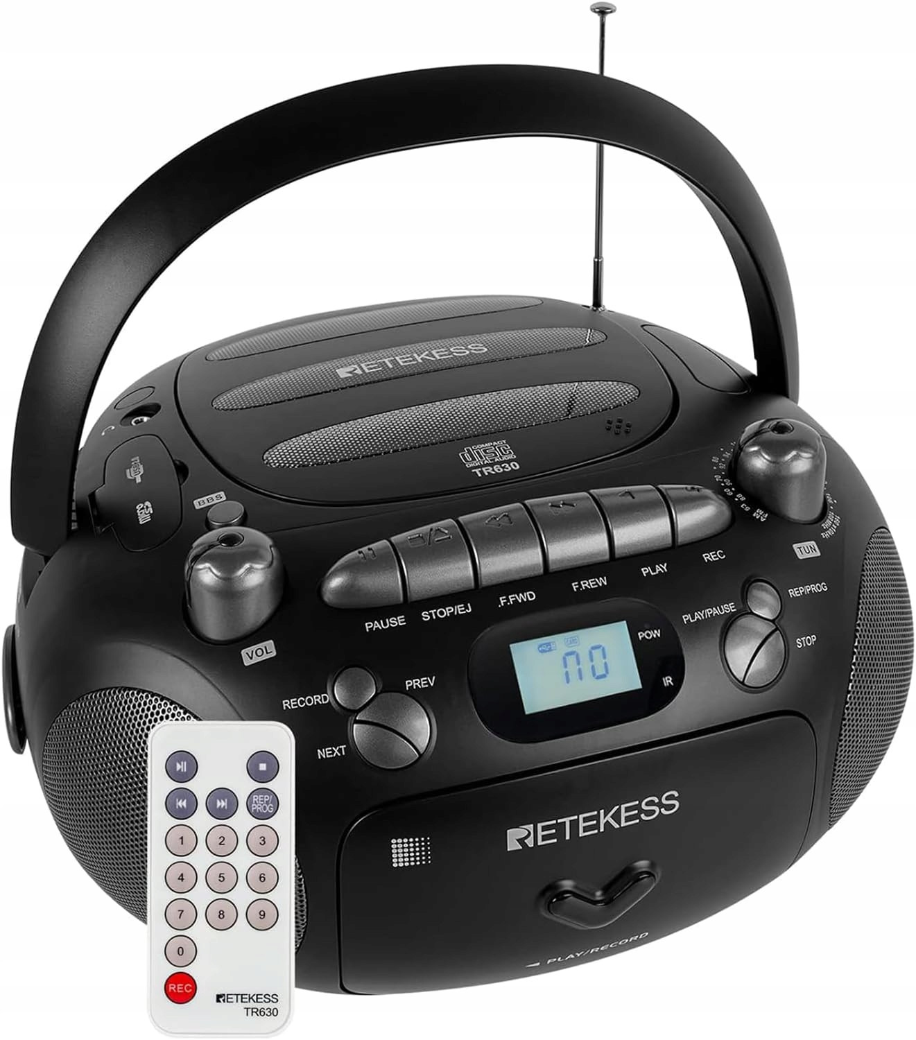 Retekess TR630 Přenosný CD přehrávač a magnetofon, Am Fm rádio, Usb/tf