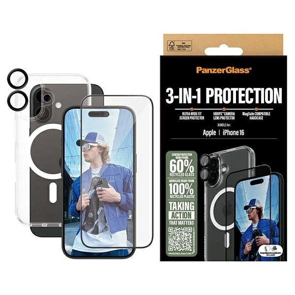Set PanzerGlass Bundle 3in1 pouzdro fólie sklo na fotoaparát na iPhone 16