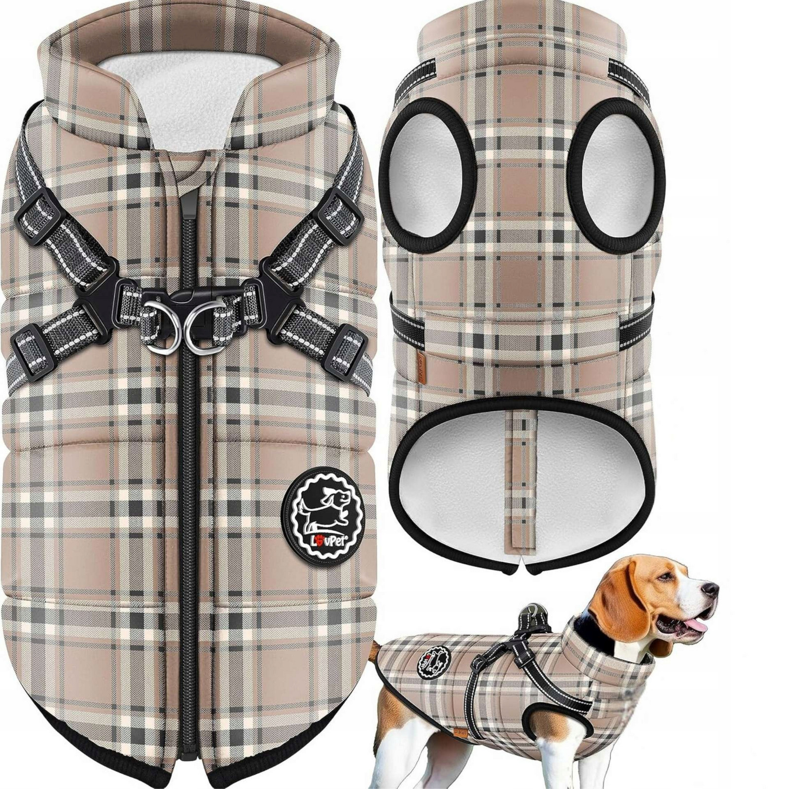 Bunda Pro Psa Kabát s Postrojem Zimní Vesta Vodotěsné Odrazky 3XL