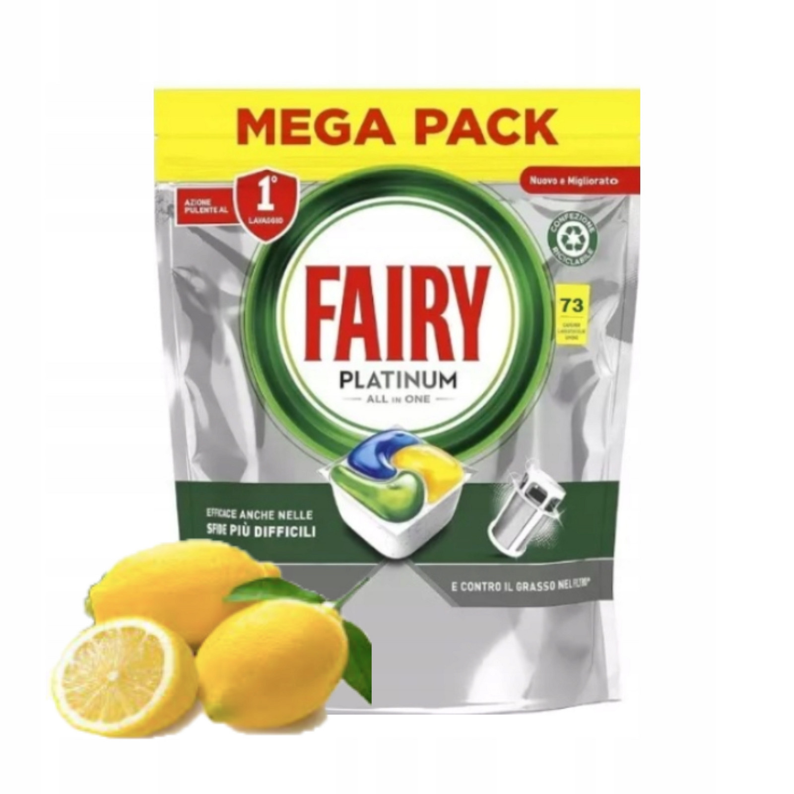 Kapsle do myčky Fairy Platinum Lemon All in One 73 Kusy