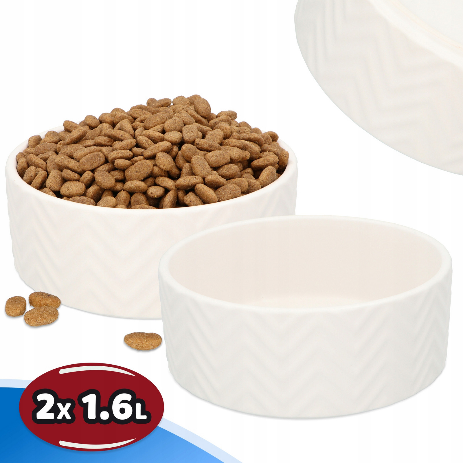 2x Velká Miska pro Psa 1,6 Keramická Miska Štěně Vodu Komplet Misek