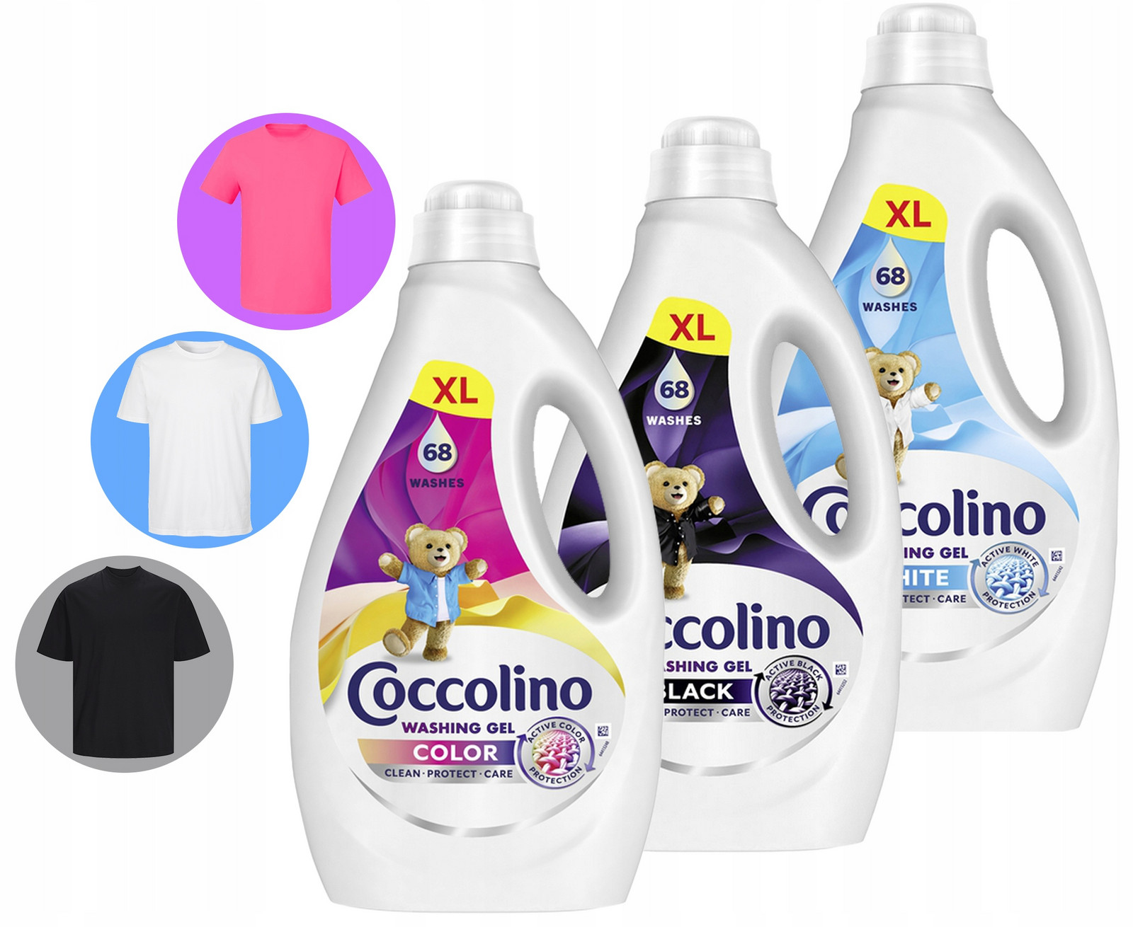 Coccolino XL Gel Sada Na Černé Barevné A Bílé Látky 3x2,72L