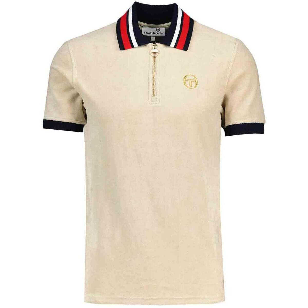 Sergio Tacchini  Mahony Velour Polo Shirt Pelican  Béžová