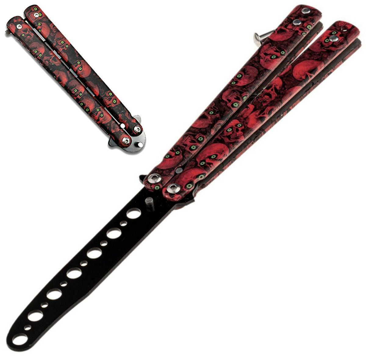 Tréninkový kapesní skládací motýlek, Red Skulls, 23,5 cm