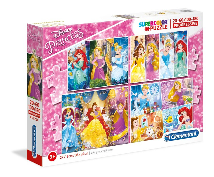 CLEMENTONI Puzzle Disney Princess, 20 + 60 + 100 + 180 ks