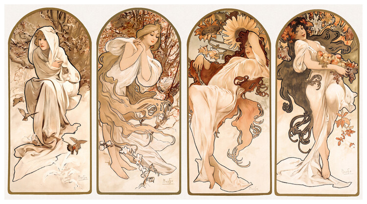 Alfons Mucha Obrazová reprodukce The Seasons (1897), Alfons Mucha, 40 × 22.2 cm