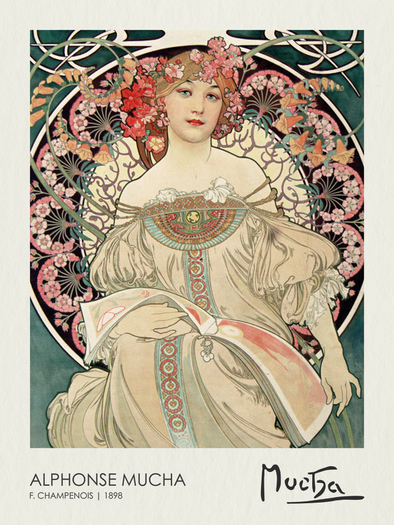 Alfons Mucha Obrazová reprodukce F. Champenois (1898), Alfons Mucha, 30 × 40 cm