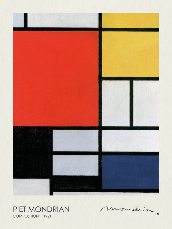 Piet Mondrian Obrazová reprodukce Composition with Red, Yellow, Blue, and Black (1921), Piet Mondrian, 30 × 40 cm