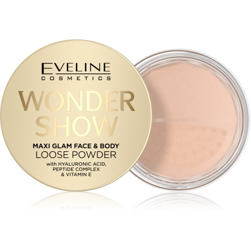 Eveline Cosmetics Wonder Show rozjasňující sypký pudr na obličej a tělo Maxi Glam 6 g