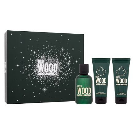 Dsquared2 Green Wood : EDT 100 ml + sprchový gel 100 ml + balzám po holení 100 ml pro muže