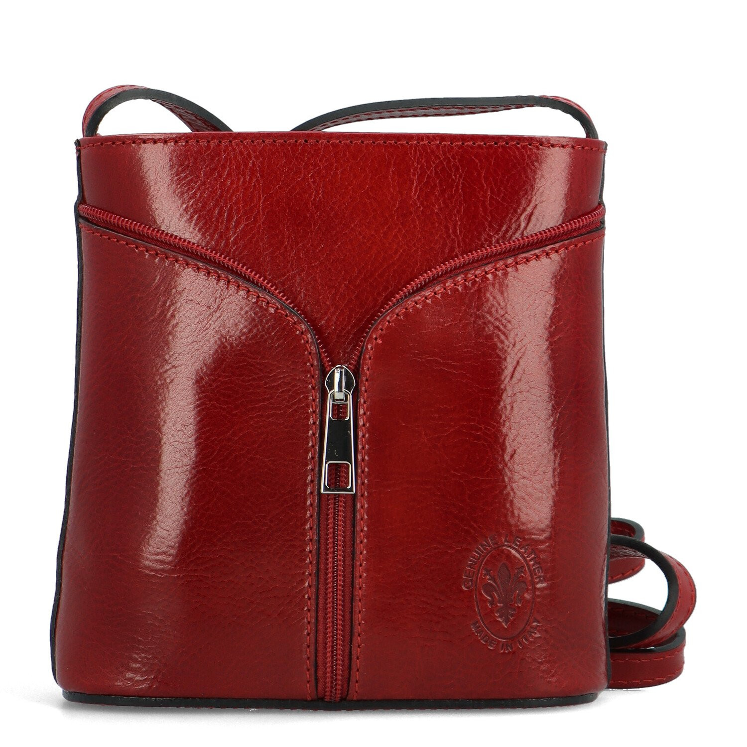 Dámská kožená crossbody kabelka červená - Delami Orsolya červená