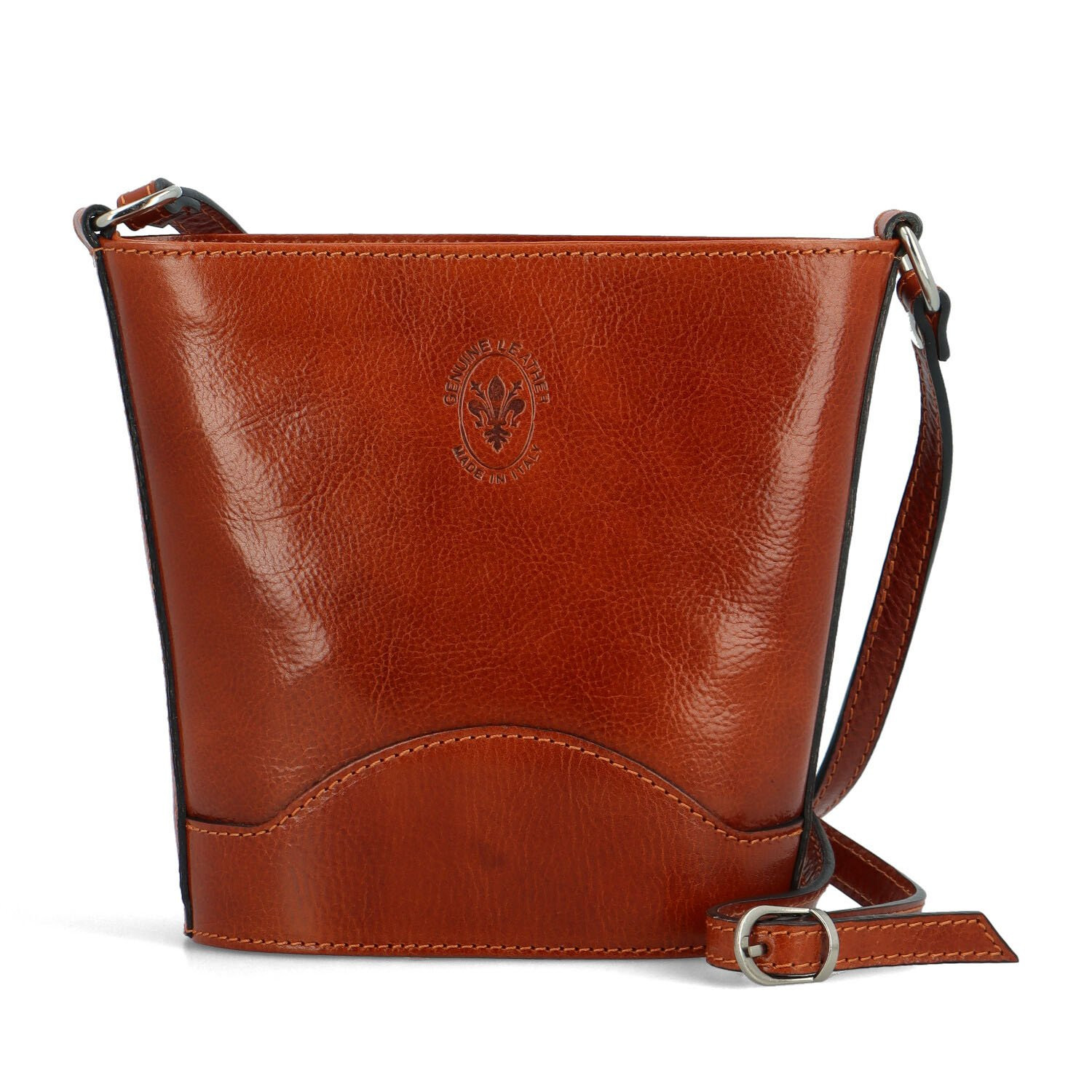 Luxusní dámská kožená crossbody kabelka Yllva, koňaková