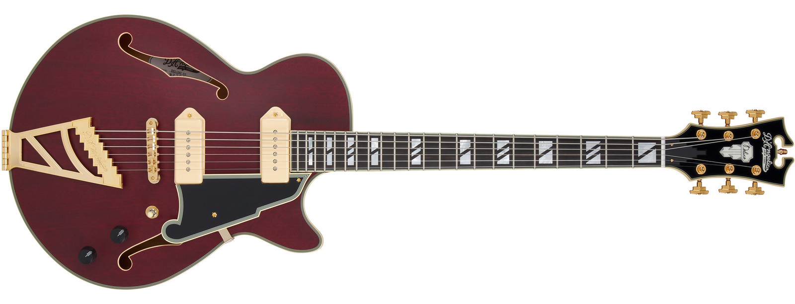 D'Angelico Deluxe SS Baritone Satin Trans Wine