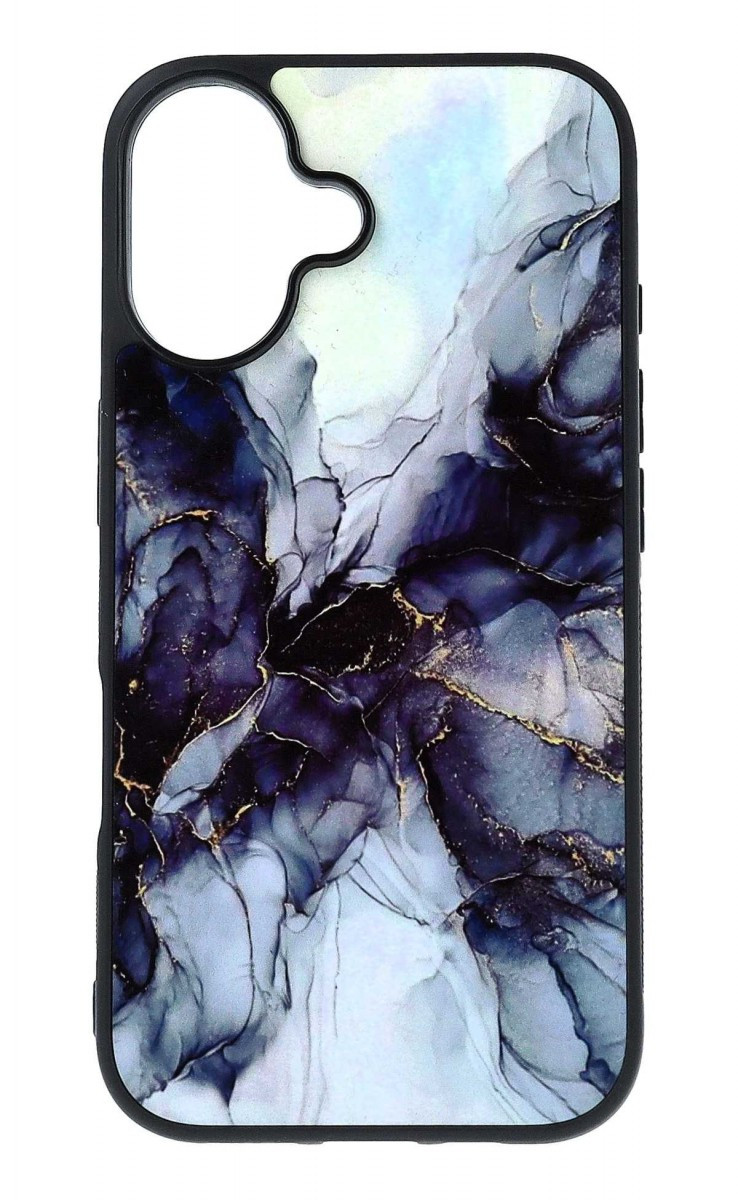 Kryt TopQ Marble iPhone 16 pevný Smoky Blue 129148