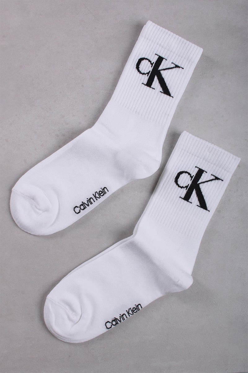 Bílé ponožky CKJ Women Sock 2P Monogram - dvojbalení