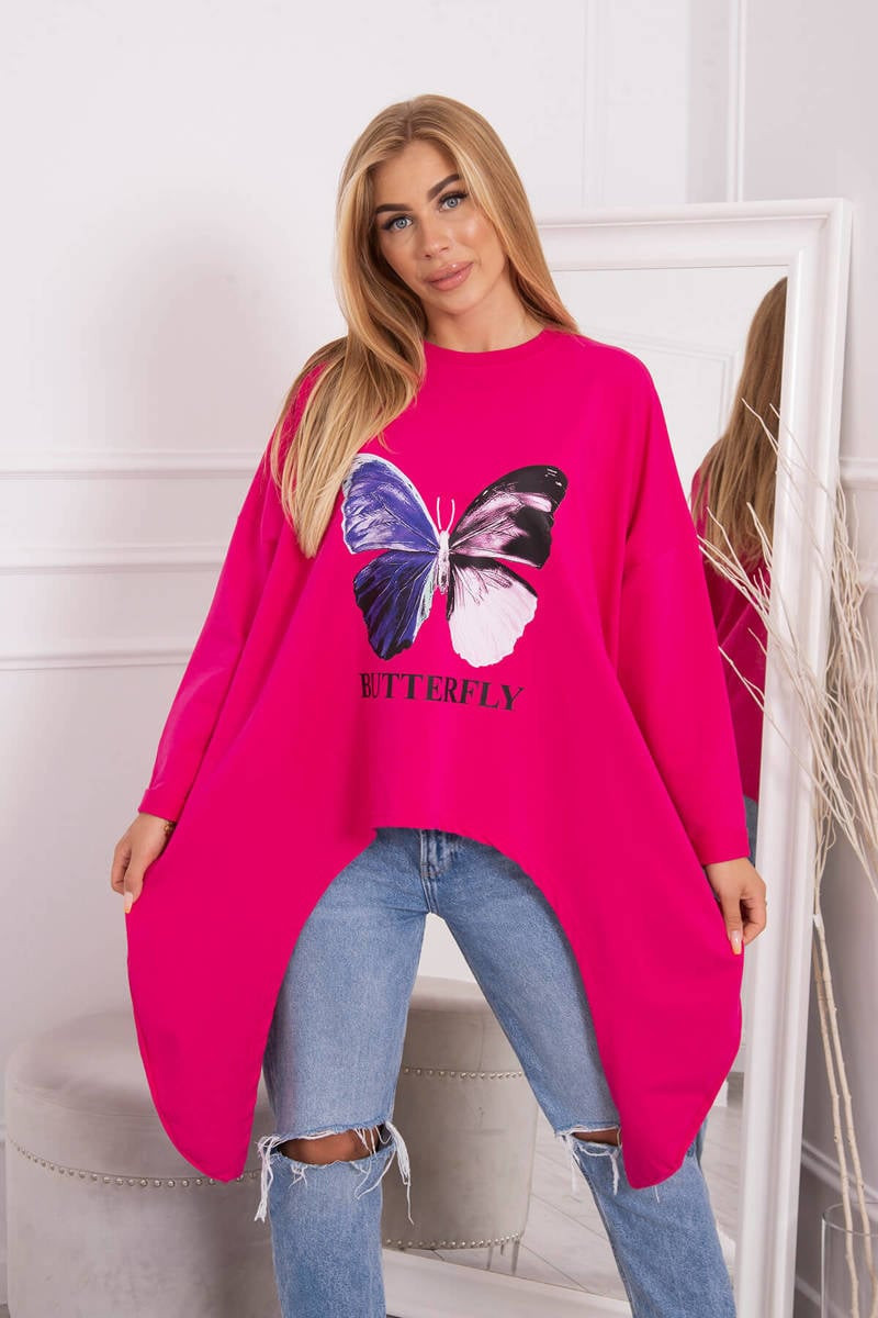 Halenka s oversize fuchsiovým potiskem