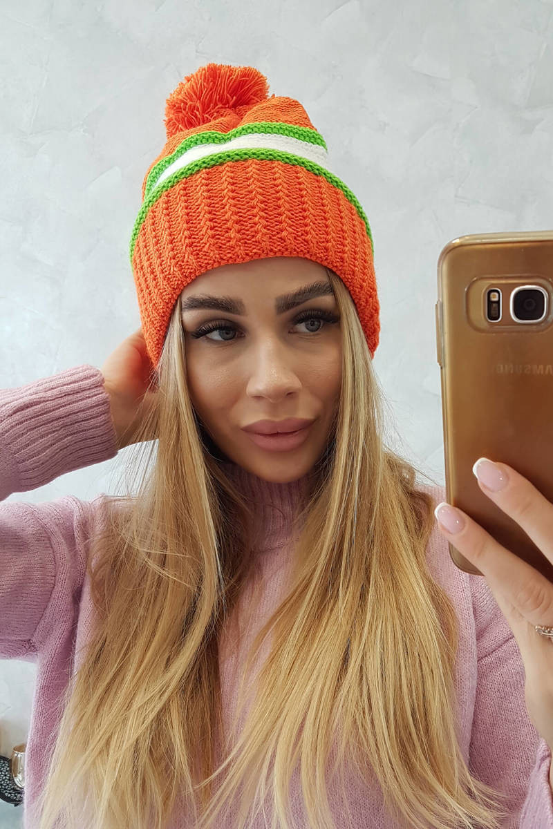 Dámská kšiltovka Kinga K297 oranžová + zelená neon + bílá