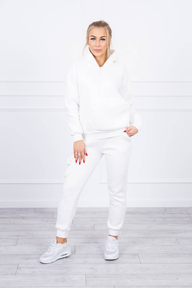 Zateplená souprava s ozdobnou kapsou ecru