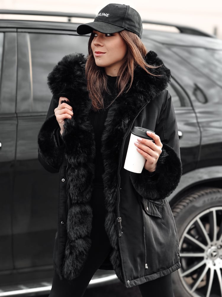 Kurtka damska CHARMFUR parka z futerkiem czarna Dstreet