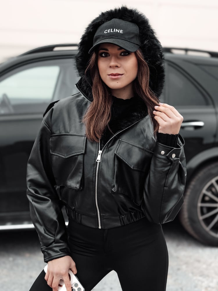 Kurtka damska SOFTREBEL skórzana z futerkiem czarna Dstreet