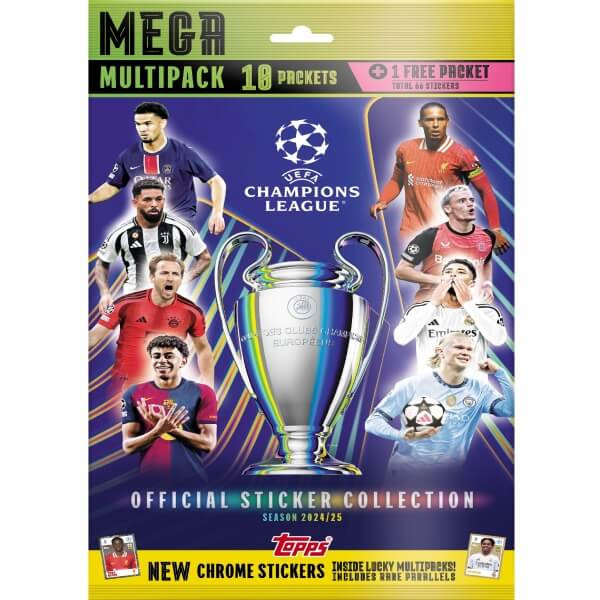 Topps Champions League 2025 Mega Multipack - 10+1 balíčků samolepek