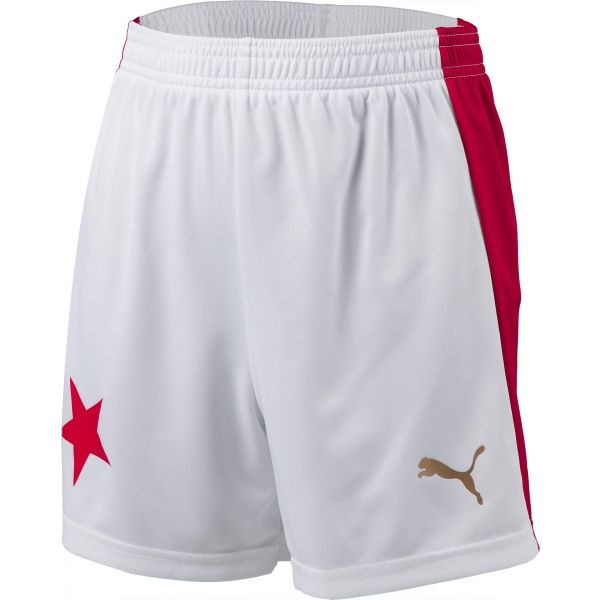 Puma SK SLAVIA SHORTS KIDS Originální dětské fotbalové trenky, bílá, velikost