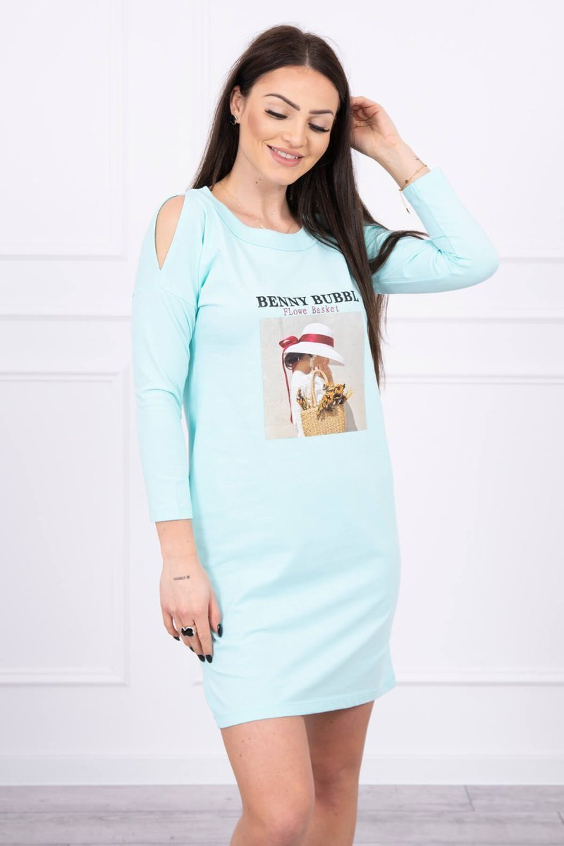 Šaty s mintovým potiskem Basket