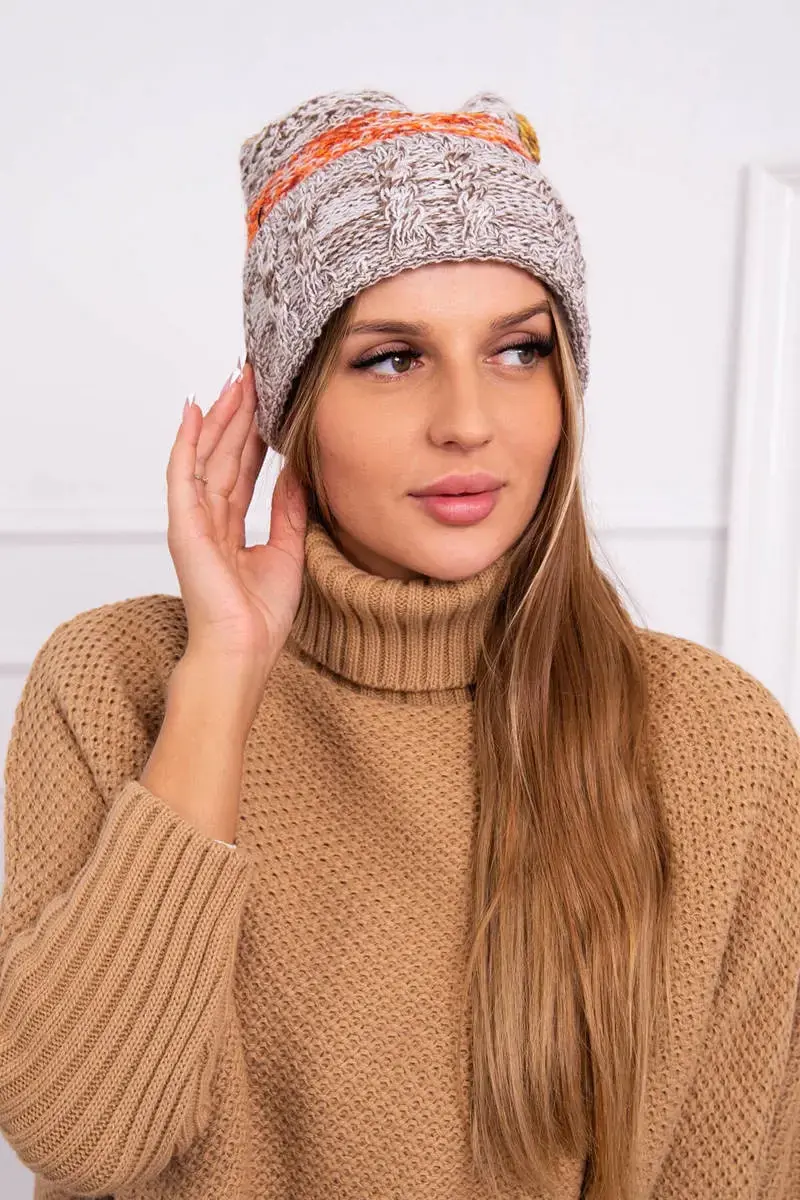 marka niezdefiniowana Pola fleecová čepice K267 mocca+mustard