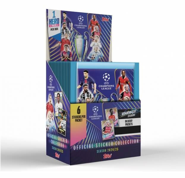 Topps Champions League 2025 Booster box - 50 balíčků samolepek