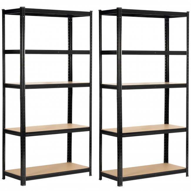 Set 2 kovových regálů 90x40x180 černý