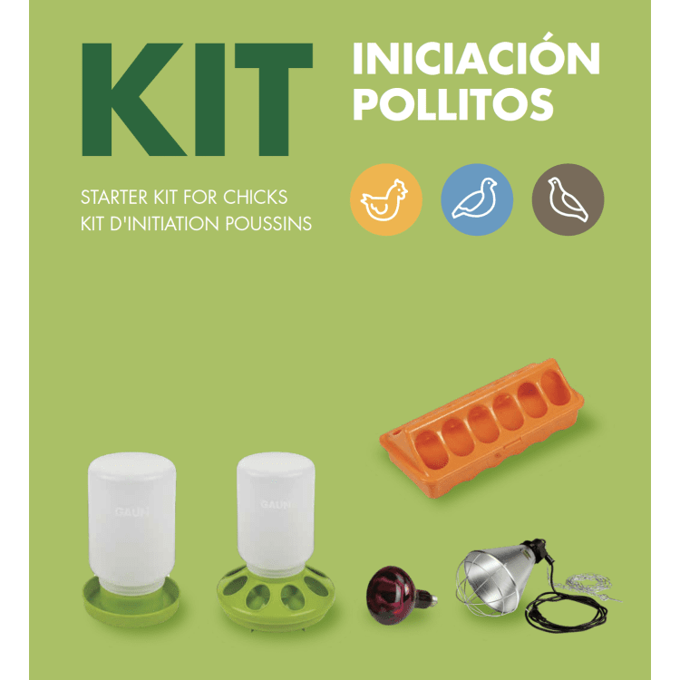 Základní sada pro odchov drůbeže - krmítko, napáječka, lampa, žárovka