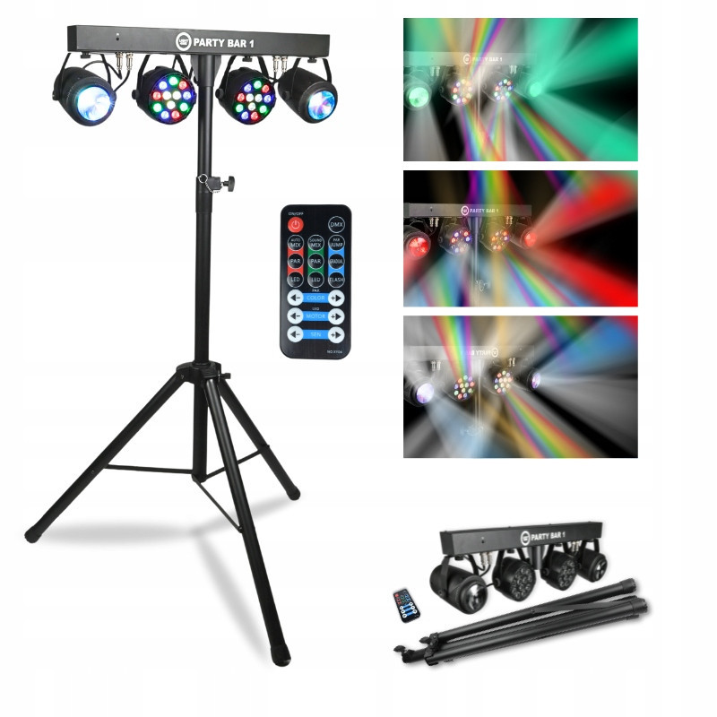 Sada Osvětlení 2x Reflektor Par 2x Efekt Flower Belka Stativ Pilot