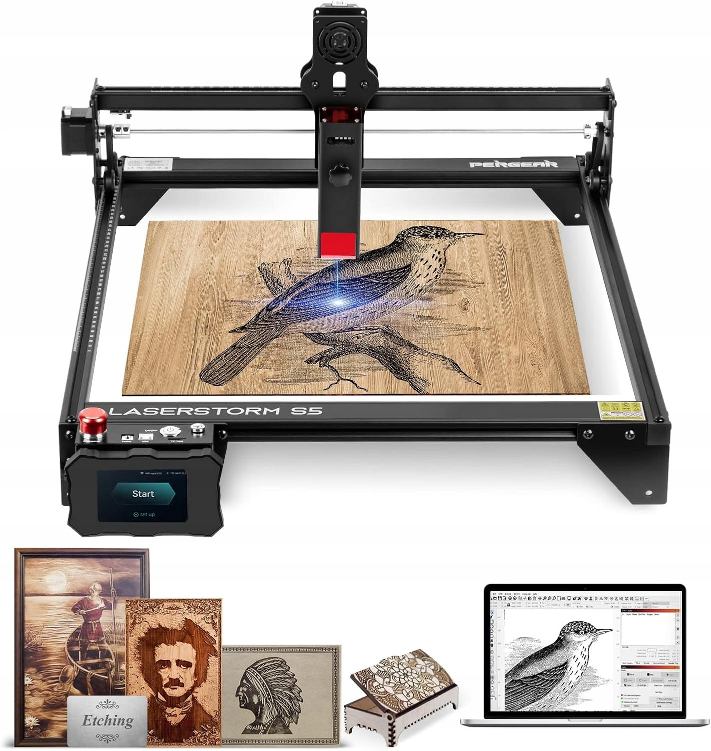 Laserové Gravírování Pergear Laserstorm S5 Do Dřeva A Kovu 410X400MM 5W Pro