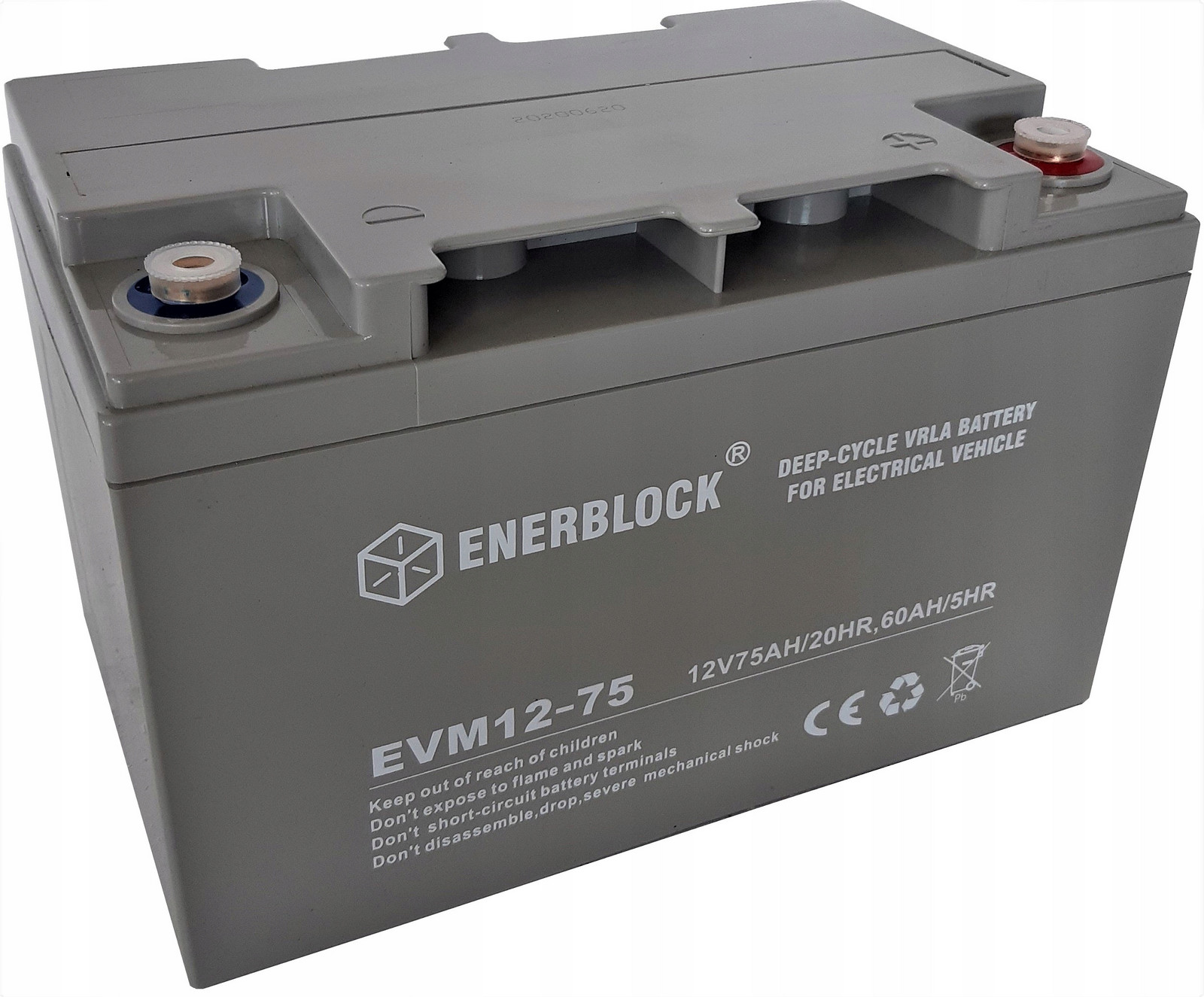 Akumulátor Agm Zesílená 12V 75Ah Enerblock Pro Cyklický Provoz