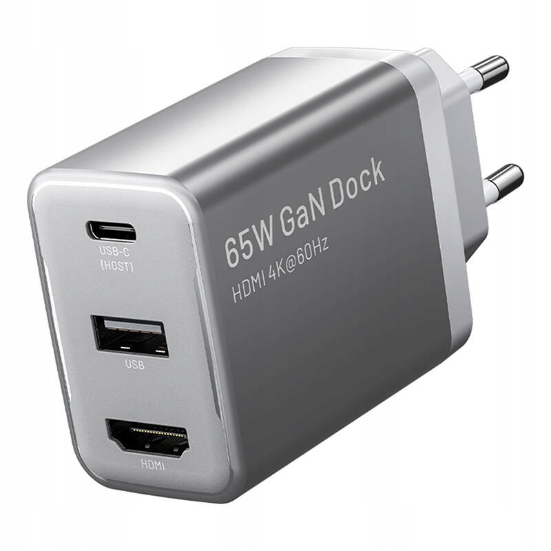 Nabíječka do sítě Vention FJAH0-EU Usb(c+a)+hdmi GaN (60W/5W/4K@60Hz) (ša